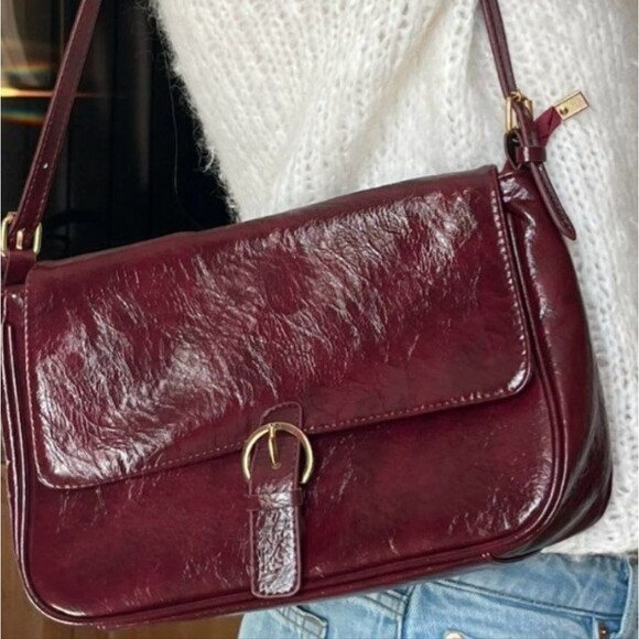 shein faux leather shoulder bag y2K style reddish brown - Picture 1 of 4